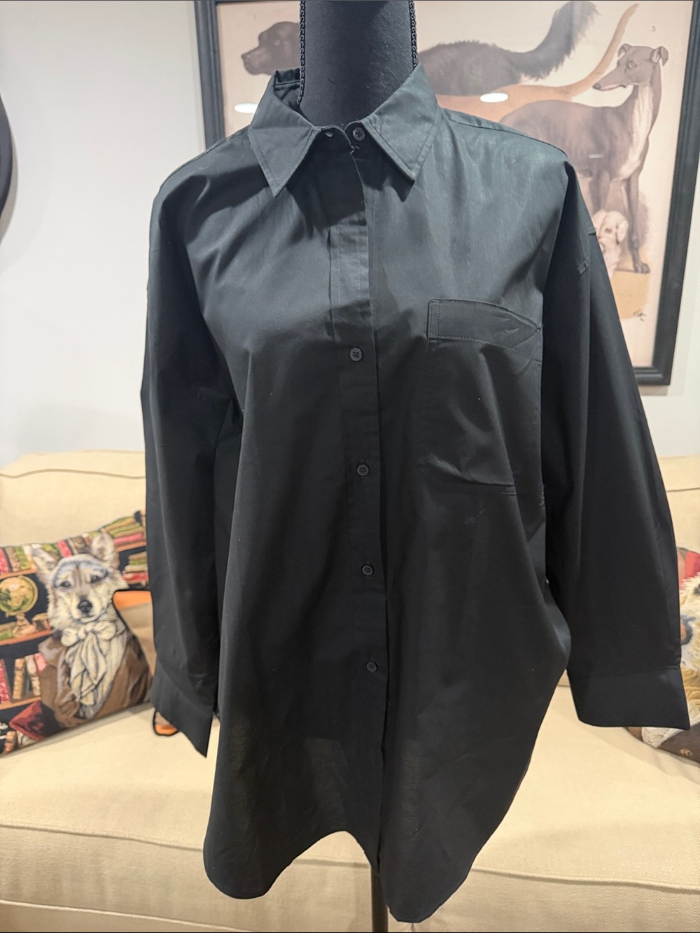 Classic Black women’s Button-Up Shirt petite large NWT